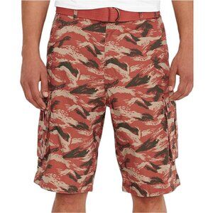 Levi's Men's Leaf Red Camo Belted Snap Cargo Shorts (Waist: 42)